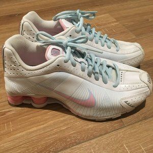 Nike Shox Shoes Women's 6 Youth Size 4.5 Y White Pink Blue 397284-105
